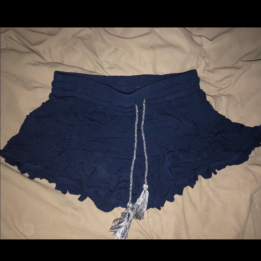 Blue ruffle shorts